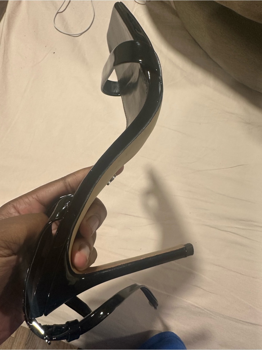 Sam Edelman Black Patent Square-Toe Slip-On Heel - Picture 2 of 5